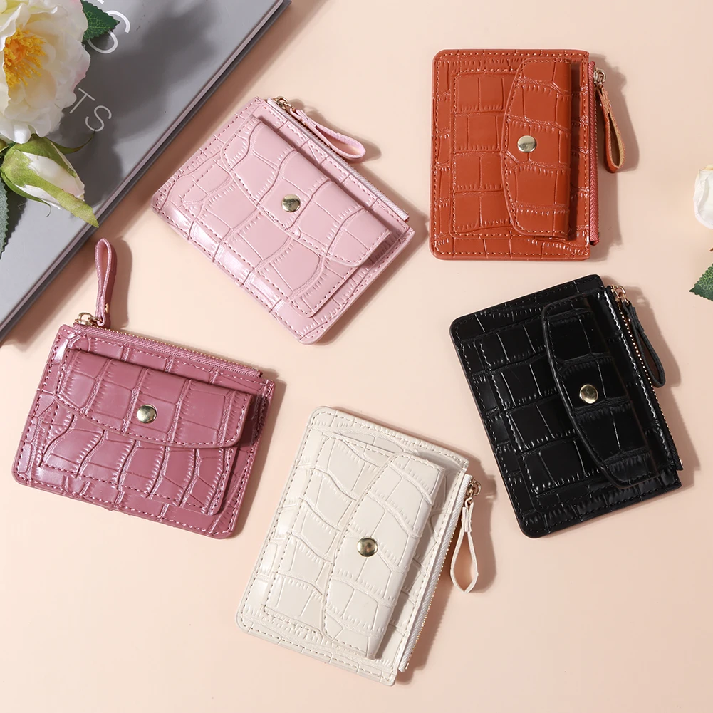 Women Small Coin Purse Multi-Slot Fashion Short Wallet Solid Color Casual Money Wallet Daily Bag for Ladies