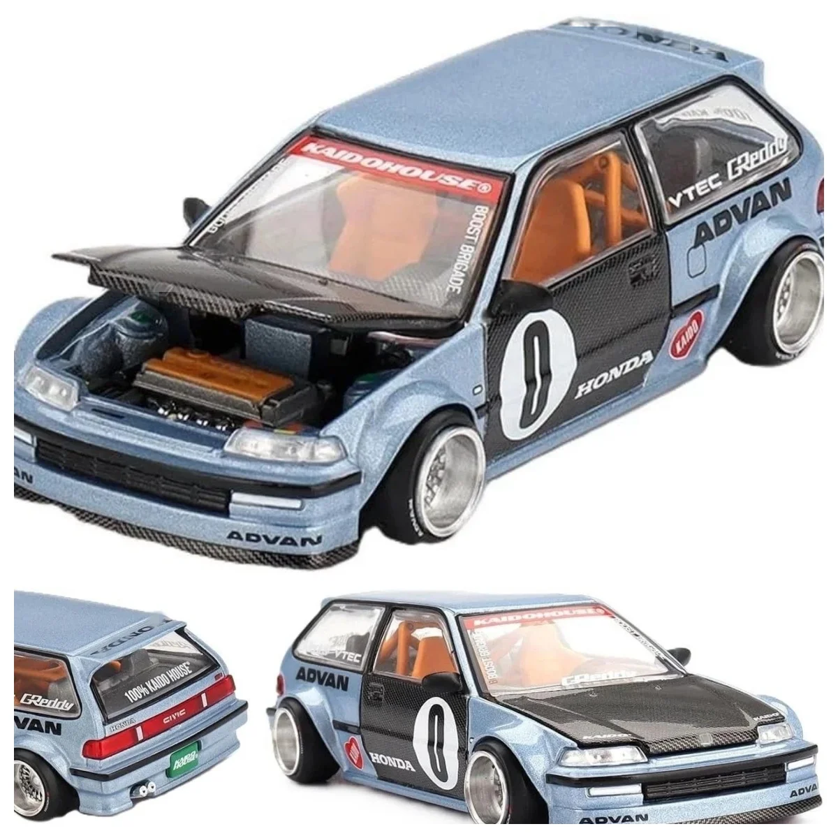 

Kaido House 1:64 Civic (EF) Kaido Roulette V1 Светло-синяя модель KHMG179-2C