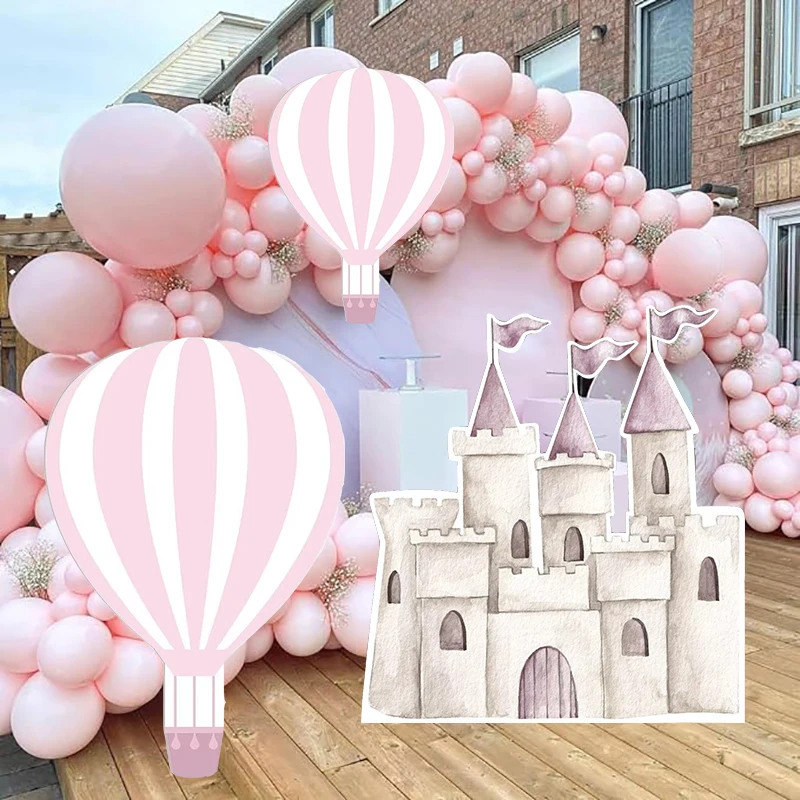 91cm Pink Castles Party Cutout Baby Shower Girl Birthday Party Cardboard DIY Decor Wedding Anniversary Valentine\'s Day Backdrop