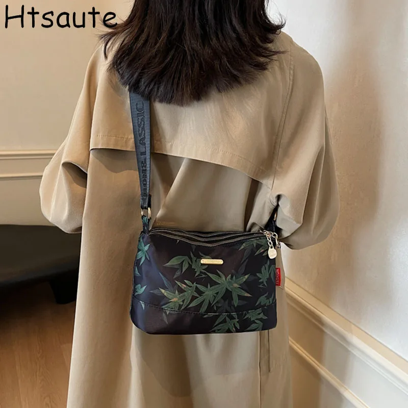 

2 sizes Flap Vintage Shoulder Print Bags Women Crossbody Hobo Tote Bag Zipper Purse Fall Winter Fashion, Retro Casual Style