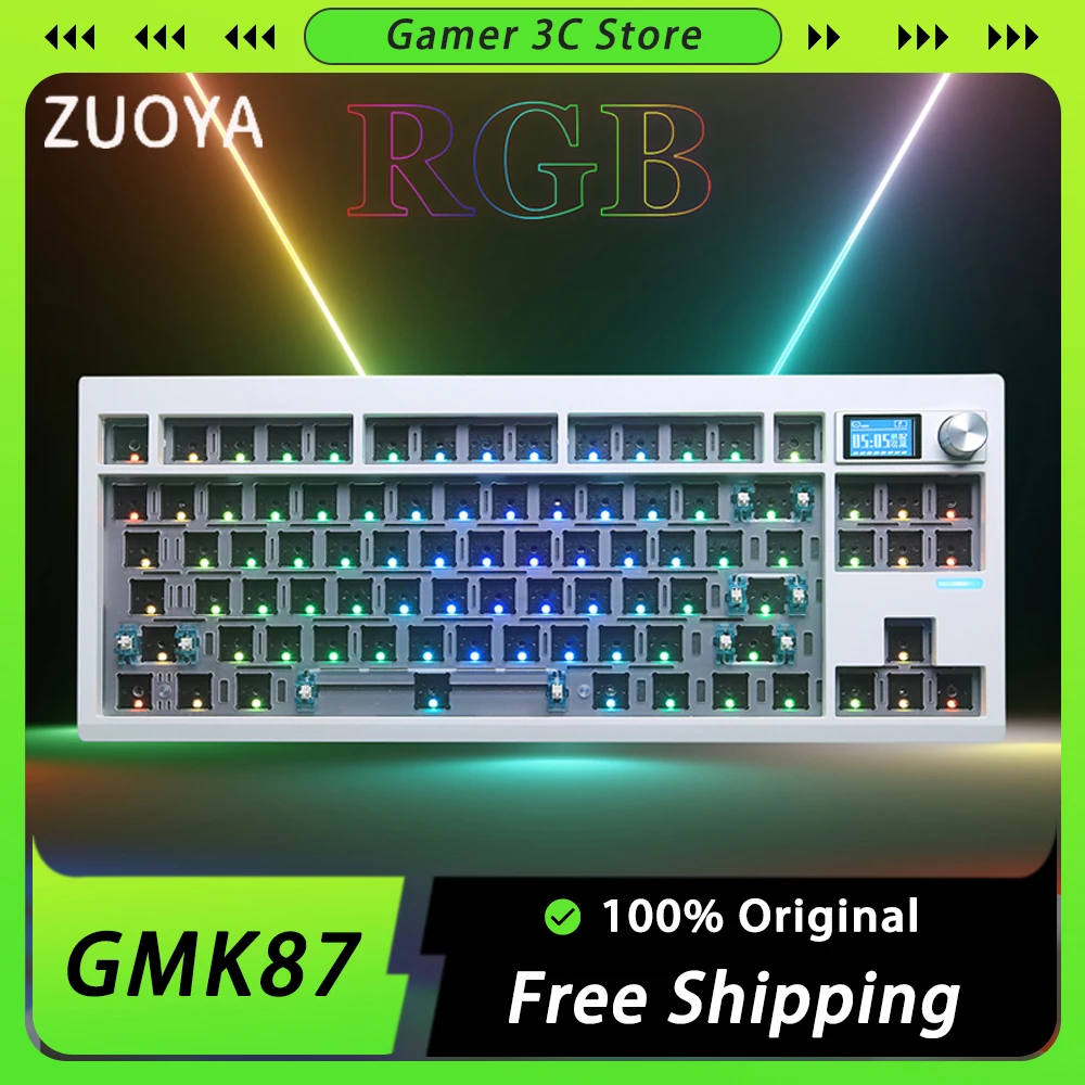 

ZUOYA GMK87 Mechanical Keyboard Custom Screen Multifunctional Knob Three Mode RGB Wireless Gamer Keyboard Pc Gamer Office Mac