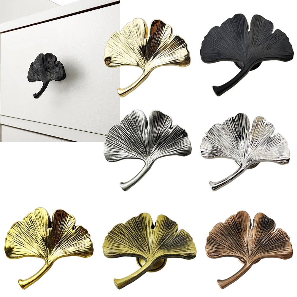 Drawer Handle Cabinets Handle Home Hotel Room 1PCS Exquisite Craftsmanship Furniture Decoration Ginkgo Leaf Shape Zinc Alloy