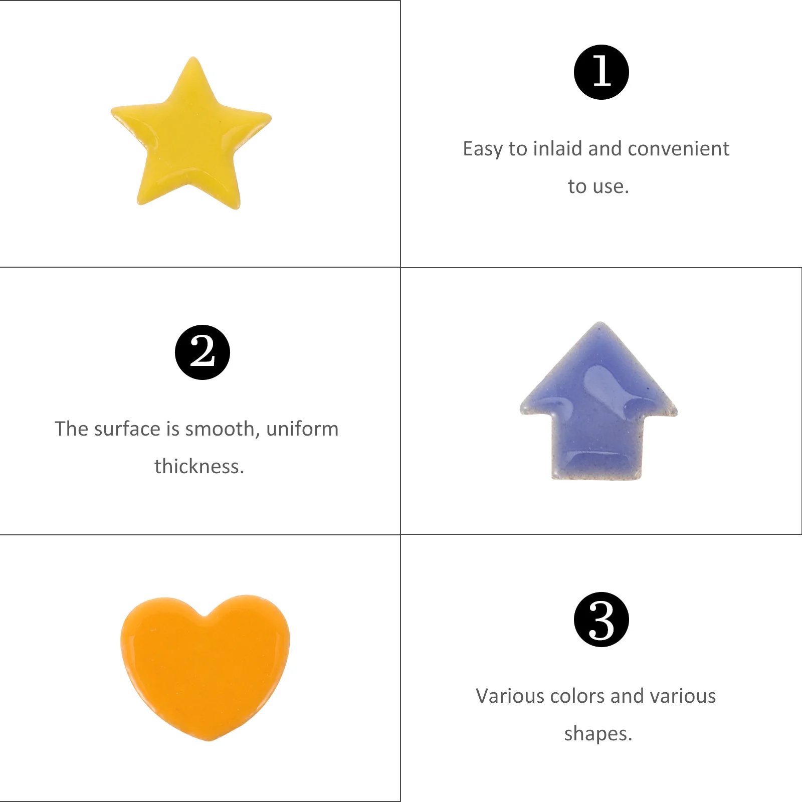 

Bag of Ceramic Mosaic Pieces Decorative Craft Tiles DIY Art Supplies Smooth Surface Uniform Thickness Multi-Purpose