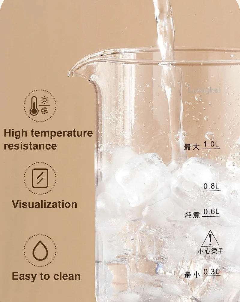 1000ml inteligentny dzbanek zdrowotny wielofunkcyjny biurowy mini szklany czajniczek kwiatowy w pełni automatyczny ekspres do herbaty domowy czajnik