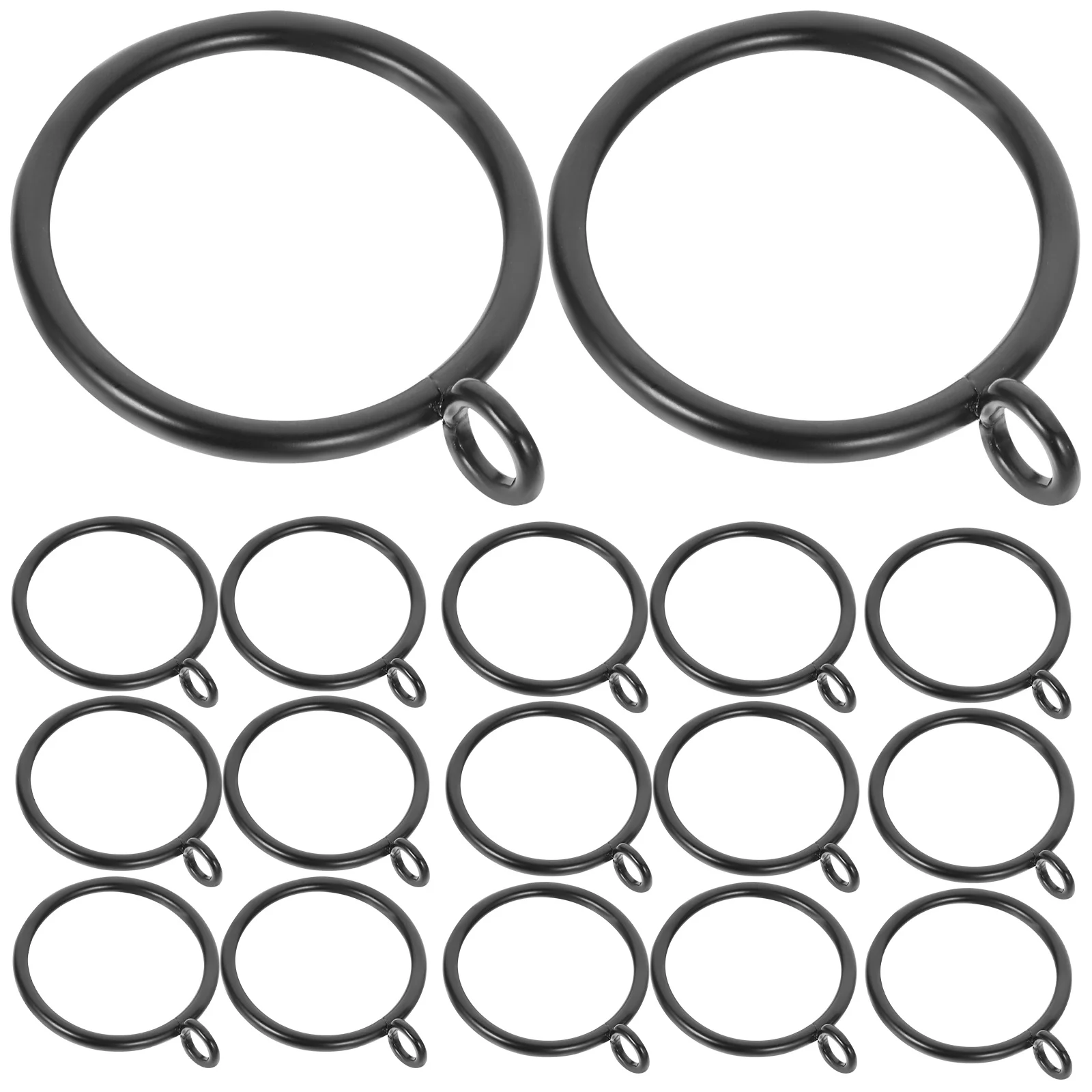 

40Pcs Curtain Rings Black Iron Pre-Drilled Easy Setup for Eyelet Curtains Rod Drapery Metal Hanging Rings