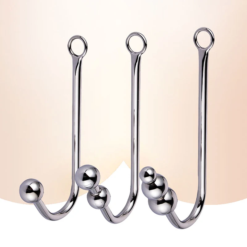 Stainless Steel Anal Hook with Anal Beads Hole Anal Hook Metal Butt Plug Anal Sex Toys Adult Product No Vibrator for men gay