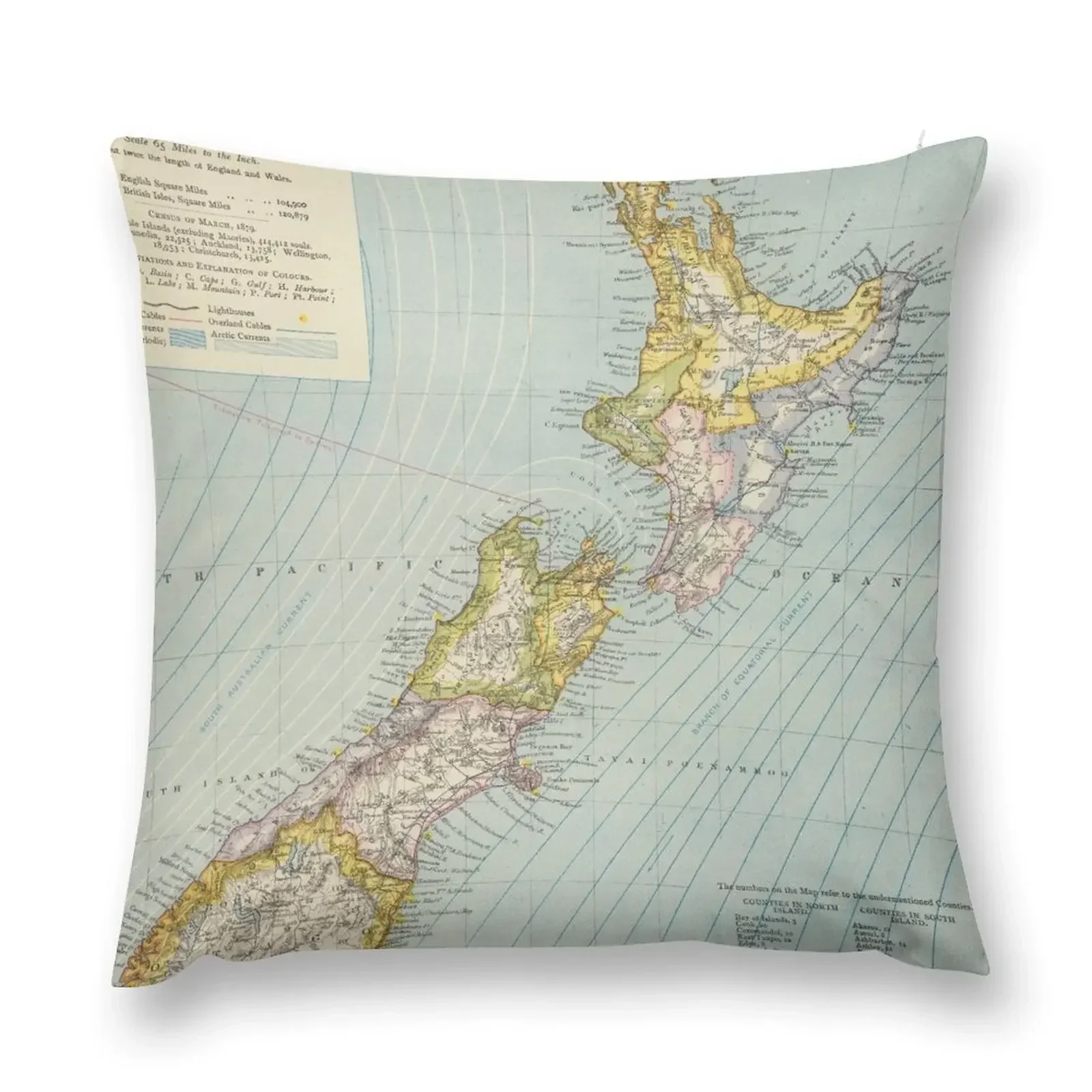 

Vintage Map of New Zealand (1883) Throw Pillow Decorative Cushions Christmas Pillow Cases pillow