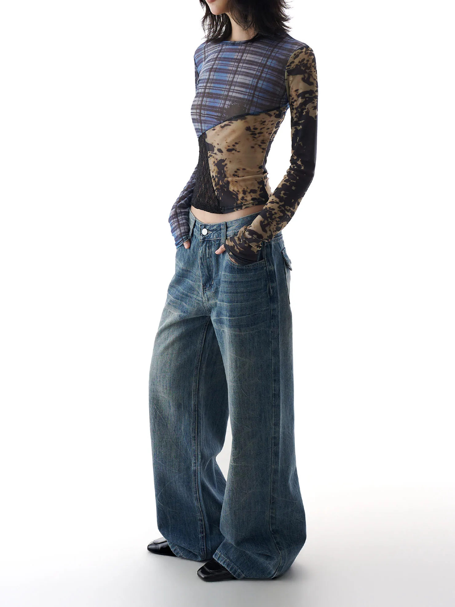 

American Retro Wide Leg Jeans Women Loose Fit Straight Floor-Length Casual Cotton Denim Spring New Sle Cool And Haome