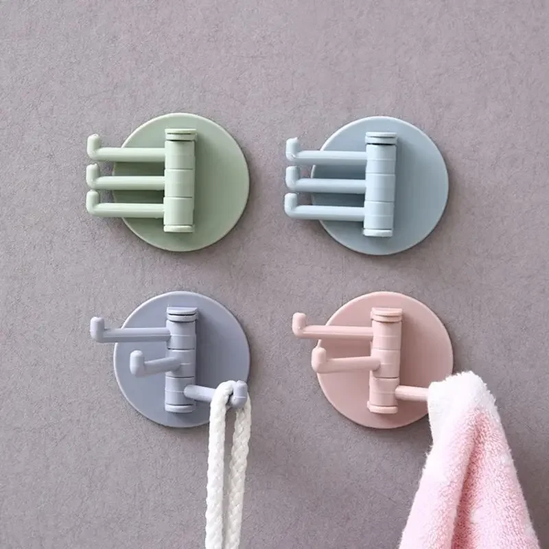 CL201 Kitchen Wall Hanger Bathroom Kitchen Supplies Hooks Rotatable Seamless Adhesive Hook Strong Bearing Stick Hook