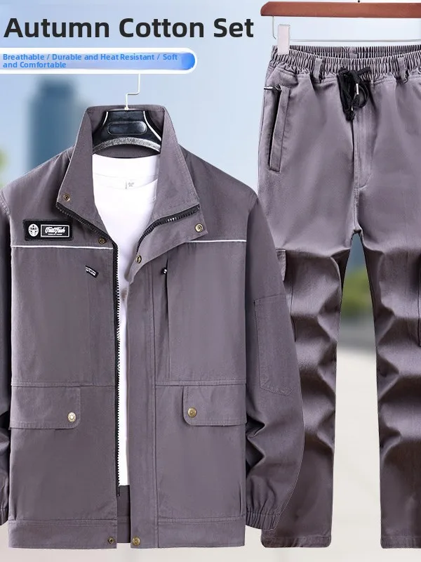 

Утолщенный рабочий костюм из чистого хлопка для мужчин и женщин, огнестойкий и износостойкий, для строителей, размеры M, L...