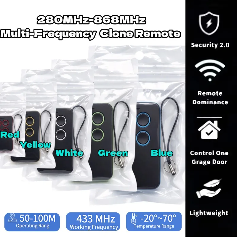 Multi Frequency Garage Door Remote Control Duplicator 280MHz-868MHz Electronic Gate Control Opener Variable Code Grabber Clone