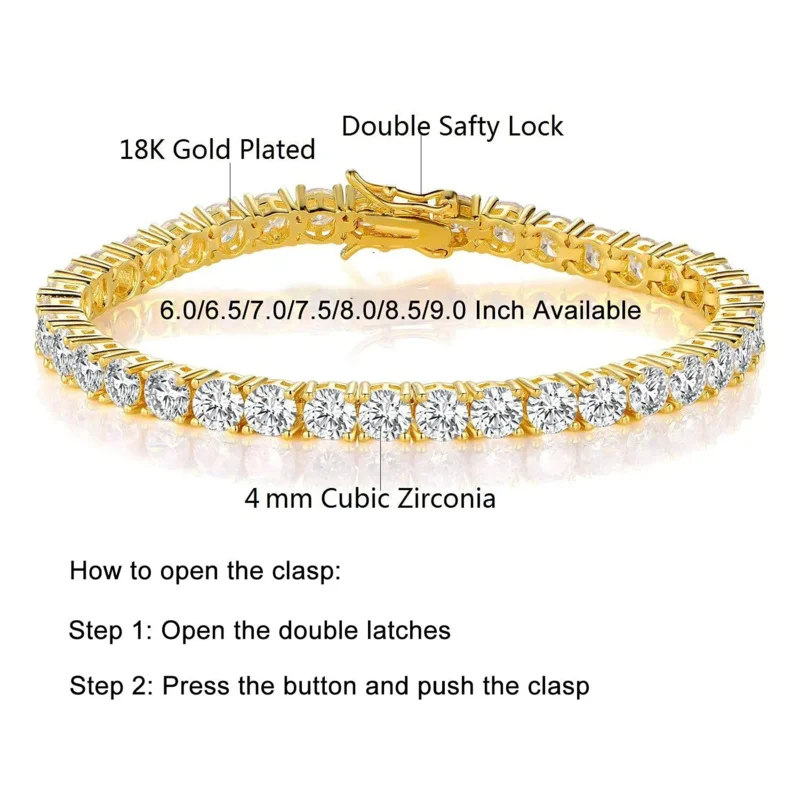 

classic 18K gold plated 2 3 4 5 6mm zircon advanced sense tennis bracelet personality fashion trend hip hop women's bracelet