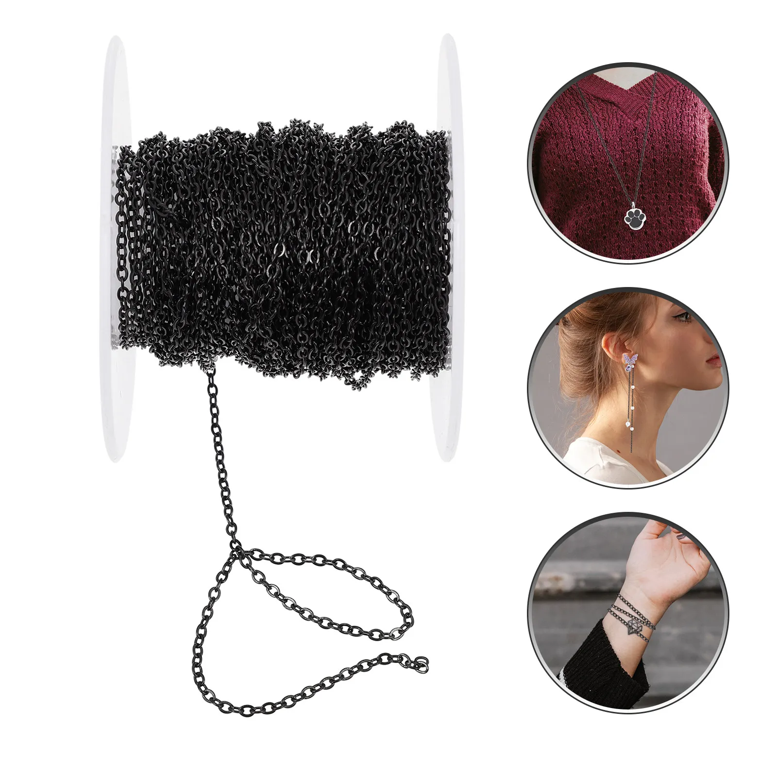 

DIY O Ring Fine Chain Stainless Steel Handmade Jewelry Making Material Multipurpose Decorative Chain for Necklace Bracelet