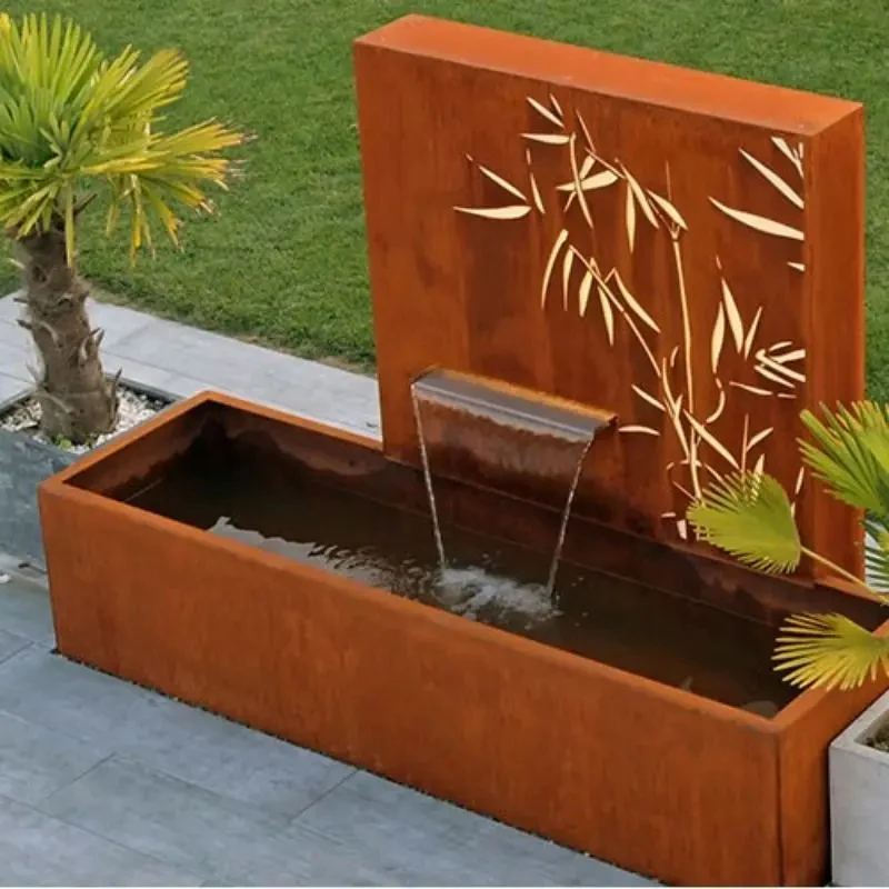 custom.Customized Corten Steel Waterfall Fountain with Weather Resistant Design Cycling Function Indoor/Outdoor Use