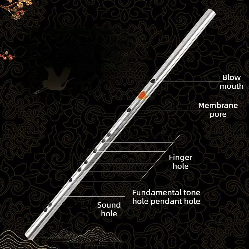 Stainless Steel Flute G/F Tone Horizontal Blowing Flutes Professional Drop-proof Playing Practice Flutes Chinese Portable Flute