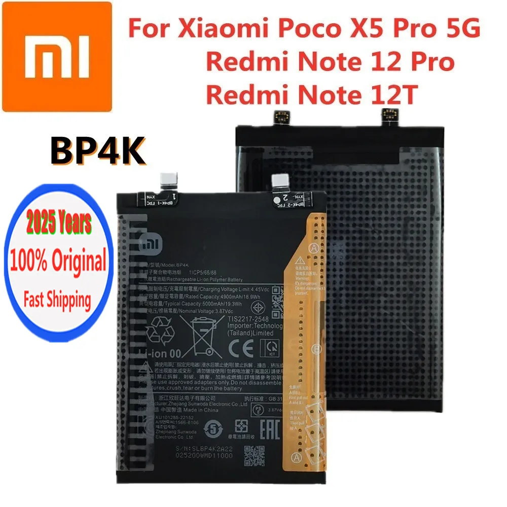 5000mAh High Quality Xiao mi BP4K Original Battery For Xiaomi Redmi Note 12 Pro / Note 12T Poco X5 Pro 5G Mobile Phone Battery