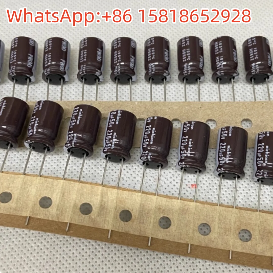 10 ชิ้น 220UF 50V ตัวเก็บประจุแบบอิเล็กโทรไลต์แท้ Nichicon Japan 50V 220UF 10X16 PW ความถี่สูง ความต้านทานต่ำ