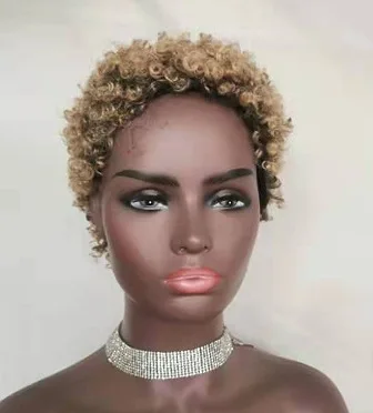 3 Zoll kurze Afro lockige nicht synthetische Haar Perücken für schwarze Frauen Pixie Cut verworrene lockige kurze Perücken 150 Prozent Dichte Afro Perücke