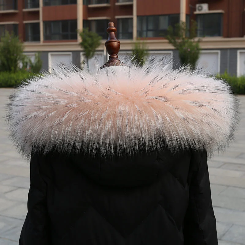 Natural Real Raccoon Fur Collar winter women Down Coat Hood Decor Fur Trim Warmer Fur Scarf Ladies Genuine Luxury Shawls