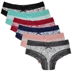 Sexy Lace Women Panties Cotton Underwear Girls Bow Briefs New Ladies Bikini 6 Pcs/set