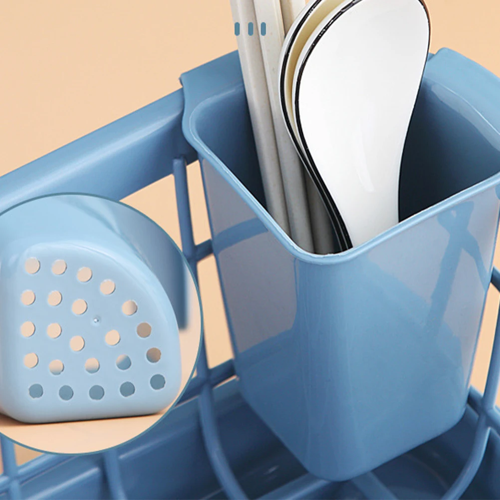 

Bowl Chopstick Spoon Storage Rack Blue Multifunctional Dish Drying Stand Detachable Tableware Organizer Kitchen Utensil