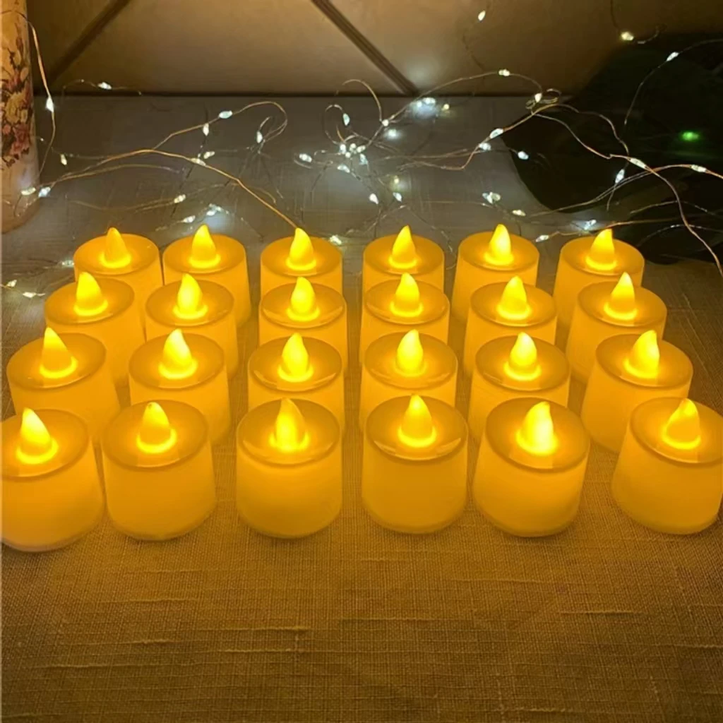 Flameless LED Electronic Candle Dropping Wax Tea Light Realistic Flames Led Lamp Christmas Halloween Wedding Home Decor