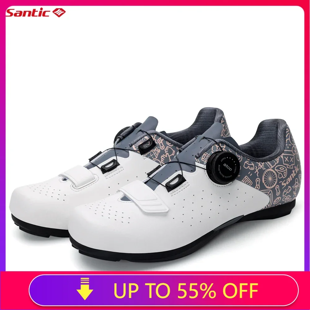 Santic Women's Cycling Shoes Unlocked Power Assisted  Anti Slip Road MTB Non Locked  Bike Shoes WLS24048