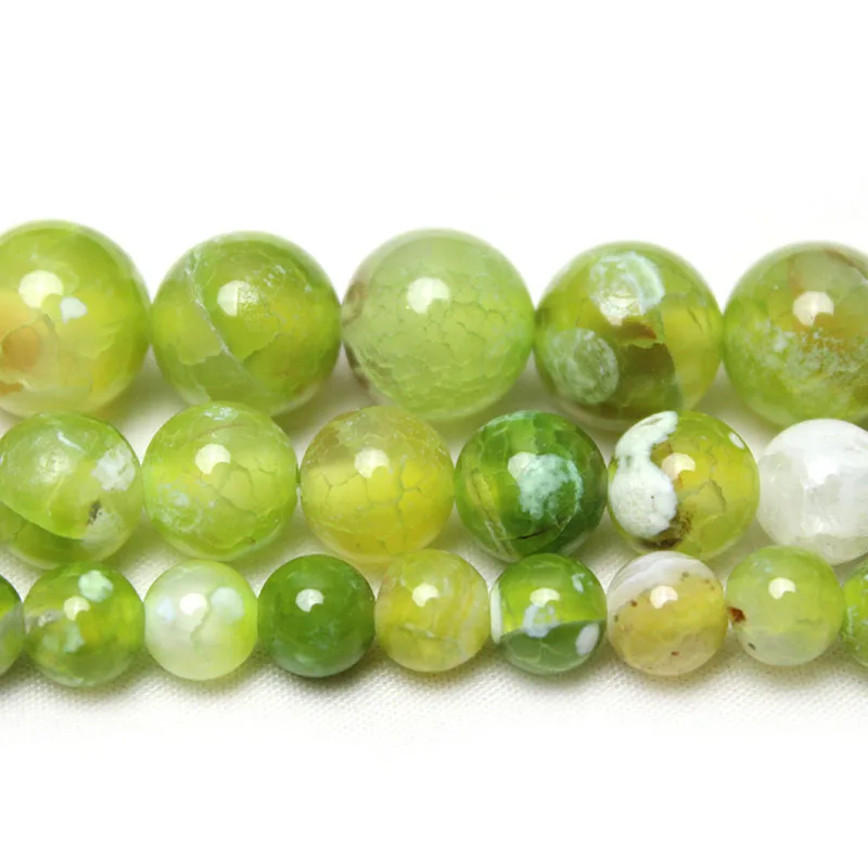 Natural Stone Green Chalcedony Fire Agates Smooth Round Loose Beads For Making DIY Jewelry Bracelet Necklace Pick Size 6 8 10 MM