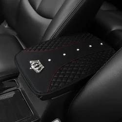 an artificial leather embroidered stereo diamond-encrusted crown Blingbling new car armrest upholstery for men and women