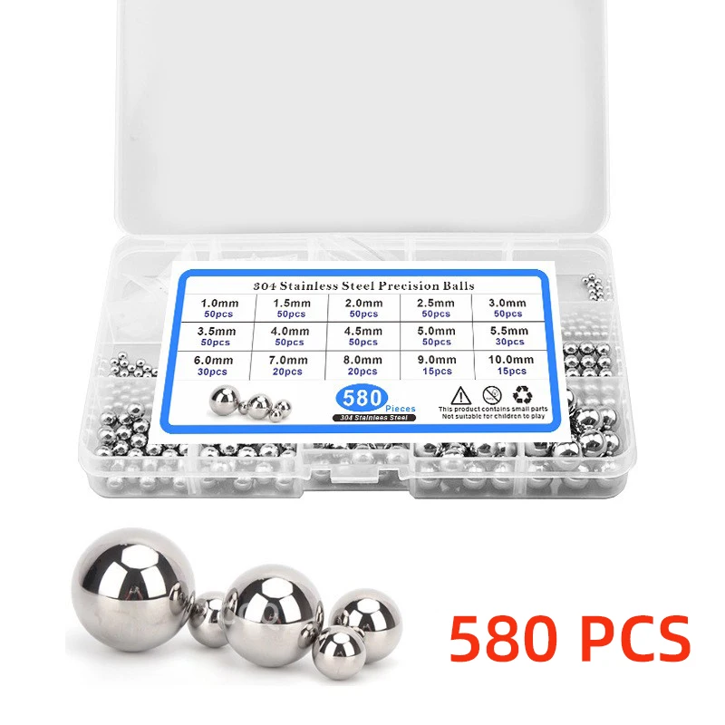 

580pcs Lot Stainless Steel Precision Bearing Small Solid Steel Balls 15 Sizes M1-M10 M1.5 M2 M2.5 M3.5 M4.5 M5.5 M6 M8