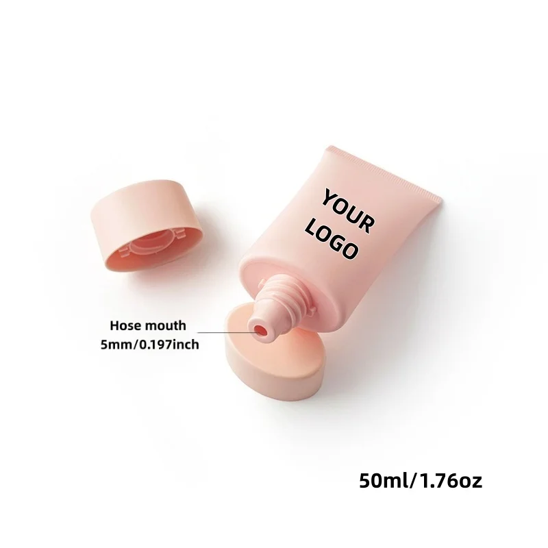 Tube plat rose personnalisé avec Logo personnalisé de 50ml, 50 pièces, adapté à la personnalisation de petits lots, vente en gros d'usine