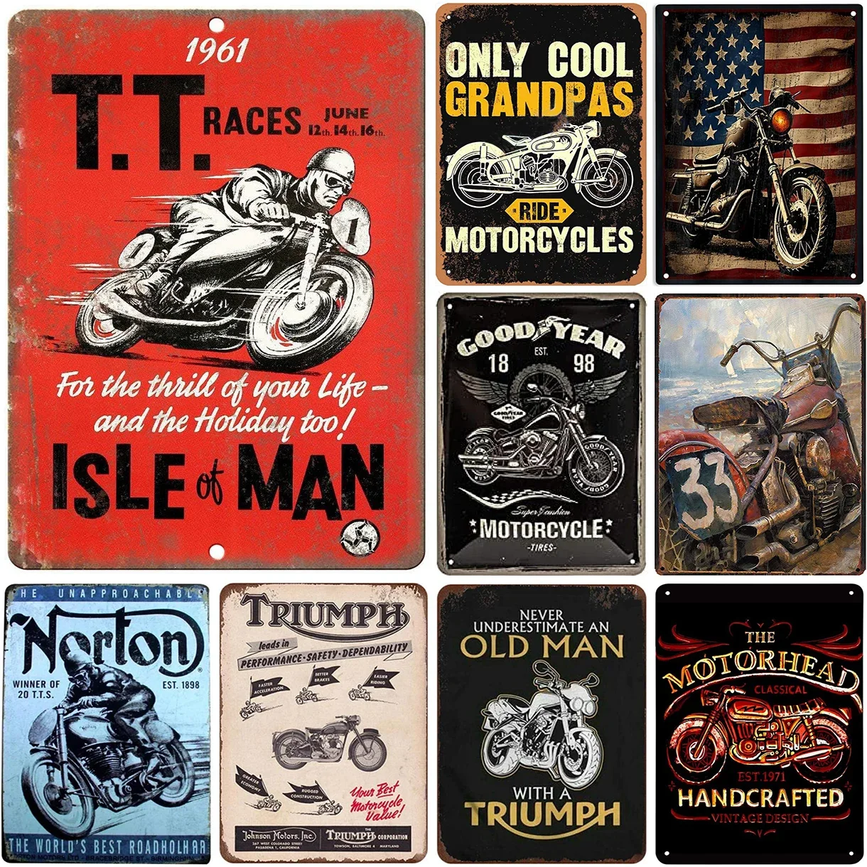 Vintage Metal Signs Only Cool Grandpas Ride Motorcycle Wall Decor for Home Bars Garage Cafe Clubs Pubs Retro Posters Plaque