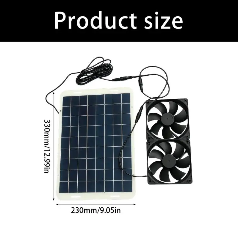 12V Solar Power Ladepanel Twin Fan Luftzirkulation für Haustierkäfige und Geräteschränke D2RD – Detail 6