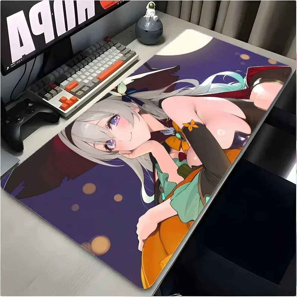 Firefly Honkai Star Rail Mouse Pad Large Mouse Pad Desk Mat Non‑Slip Board Gaming Mat Stitched Edge Design