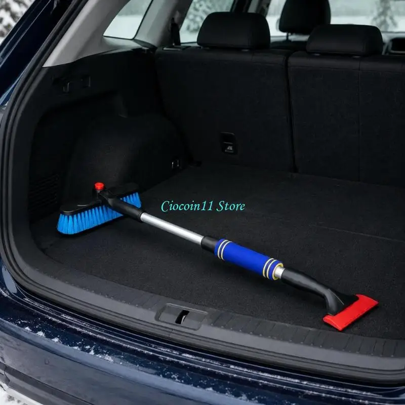 Y1UB Windshield Ice Scraper and Snow Brush with ABS Construction, Wide Brush Head, and Adjustable Length for Winter Vehicle Care