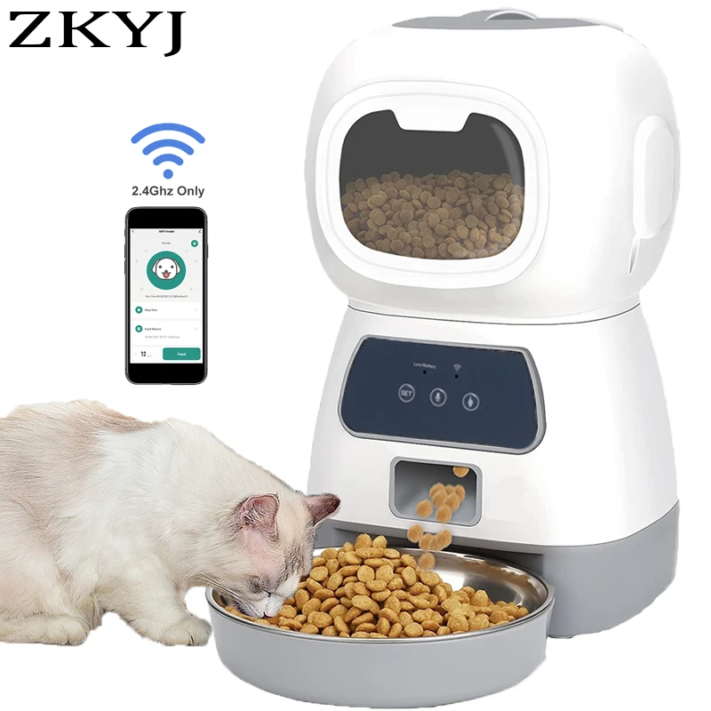 3.5L Dog Automatic Feeder with Voice Timing Stainless Steel Bowl Cat Dry Food Dispenser Tuya APP Smart Pet Feeder Dog Feeder