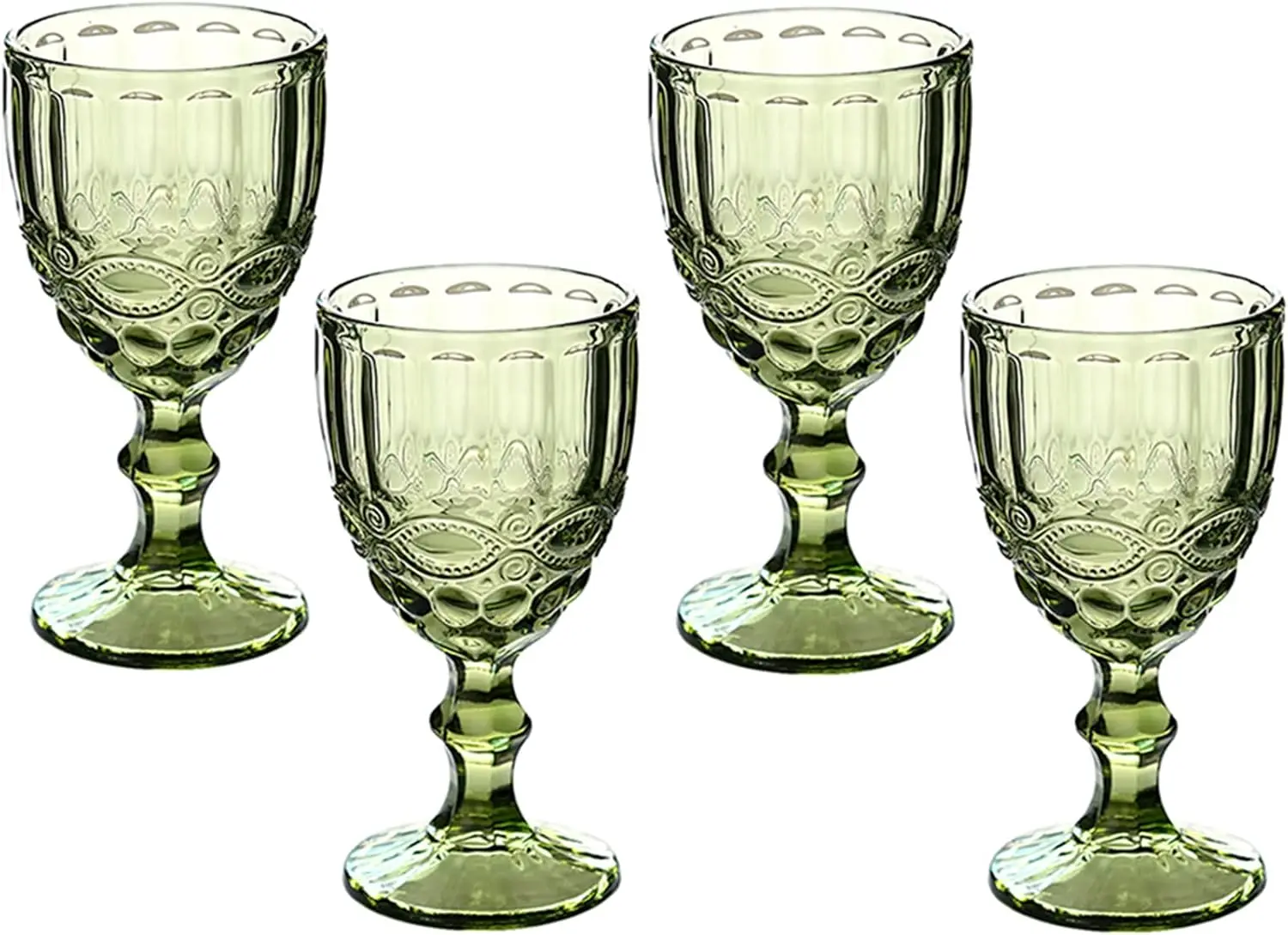

Green Wine Glasses set of 4 Vintage Glassware Drinking Water Goblets 10 OZ Colored Water Glasses Juice Cups for Wedding
