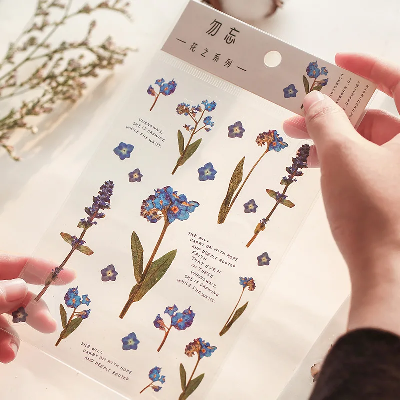 Cheap Kawaii Stationery PET Stickers Flower Series of Small Fresh Plant Handbook DIY Shaped Decorative Material Stickers