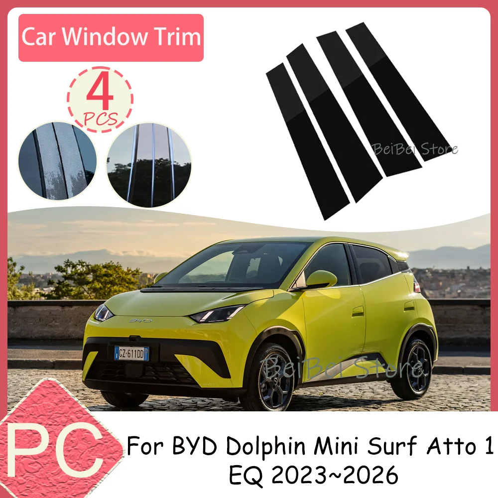 

Наклейки на окна автомобиля для BYD Seagull, Dolphin, Mini, Surf, Atto 1, EQ 2023~2026, 2024, 2025: Декоративные накладки на окна и B-стойки, аксессуары