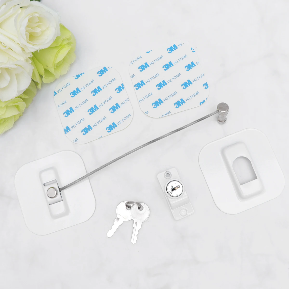 

1pc Kids Protective Window Refrigerator Cabinet Door Locks Child Safety Cable Locks Home Office School Easy Install Black