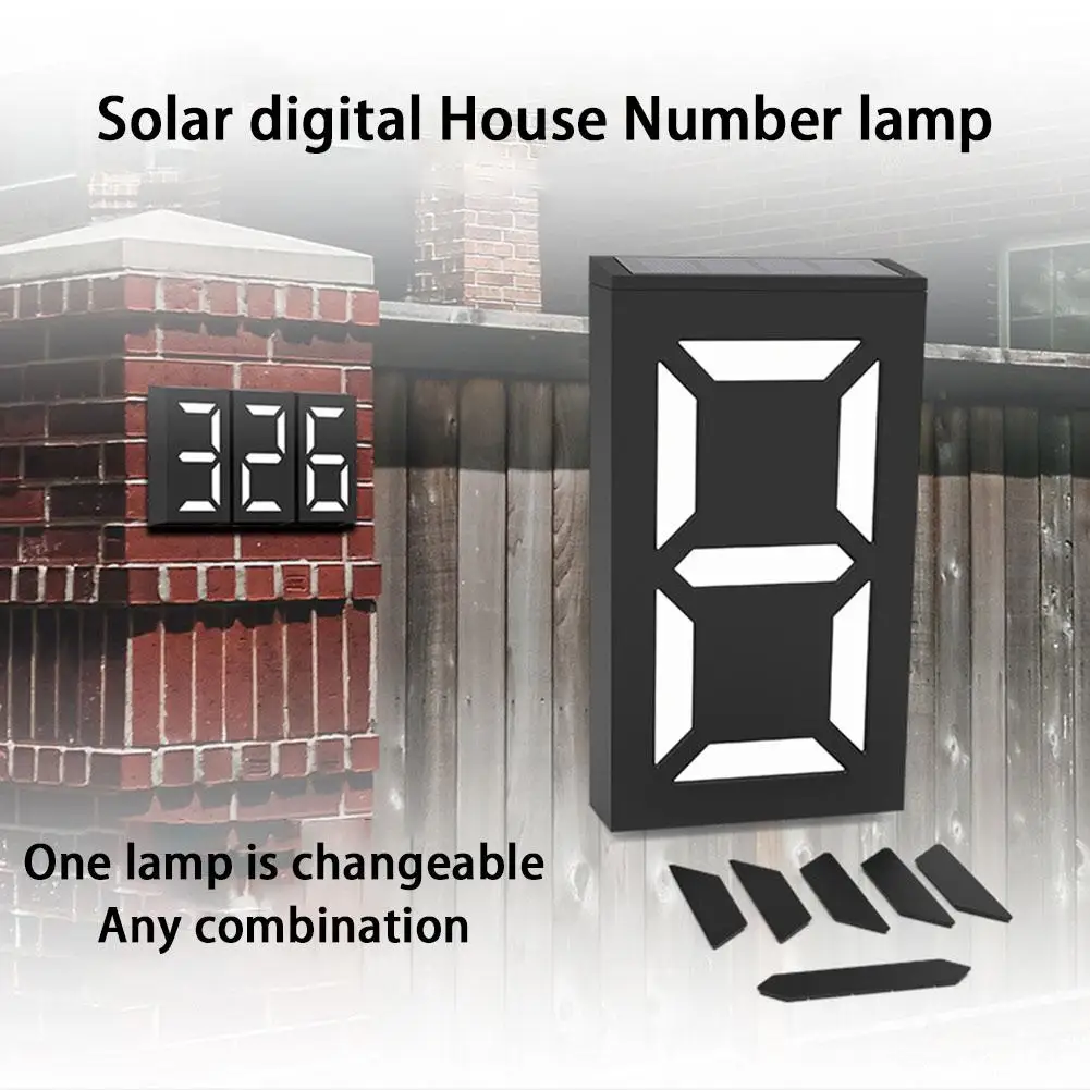 Solar LED House Number Sign, Wall Montado RGB Endereço Digital, Números Plaques, Luz de parede para Villa e Hotel, à prova d\'água, 2024