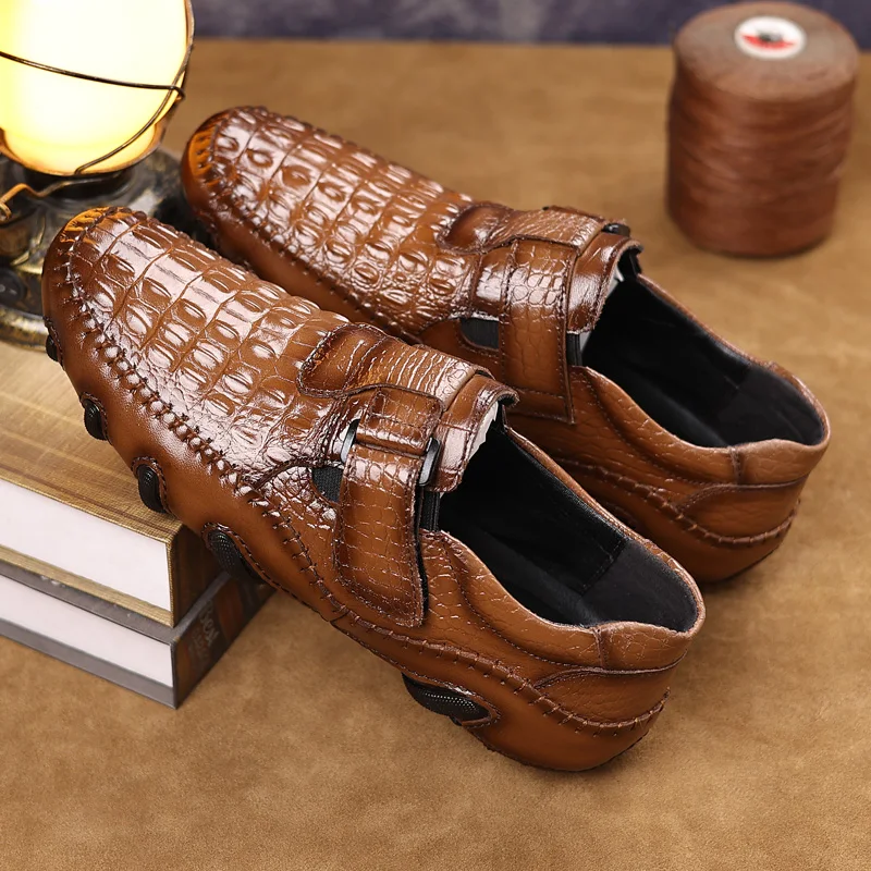 Men's Leather Casual Shoes New Anti Slip Loafers Breath Male Business Dress Shoes Light Slip on Flats Walking Footwear Moccasins