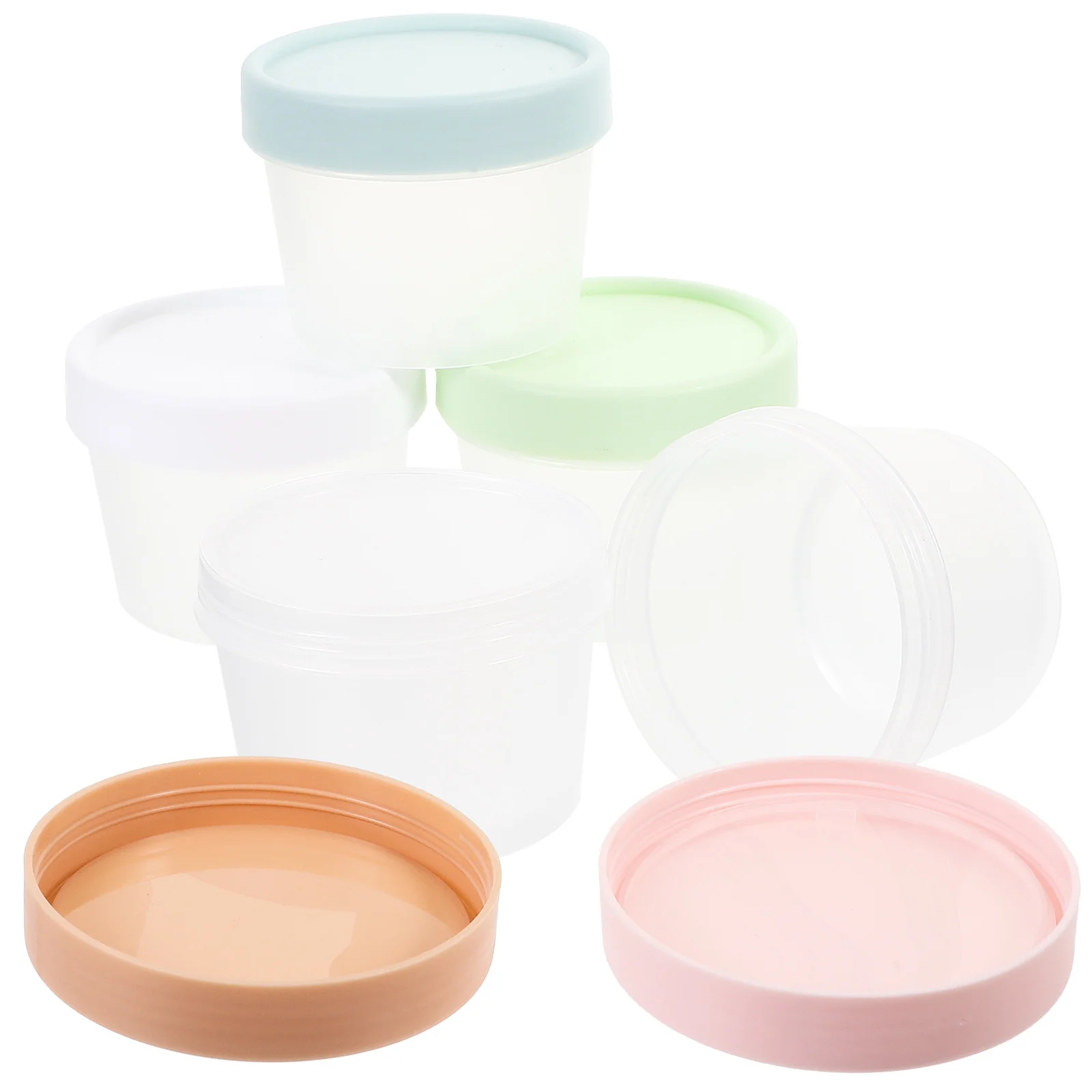 

6 Pcs Ice Cream Container Reusable Containers with Lids Freezer Storage Cover Yogurt Pp Household Keeper Kitchen Supplies