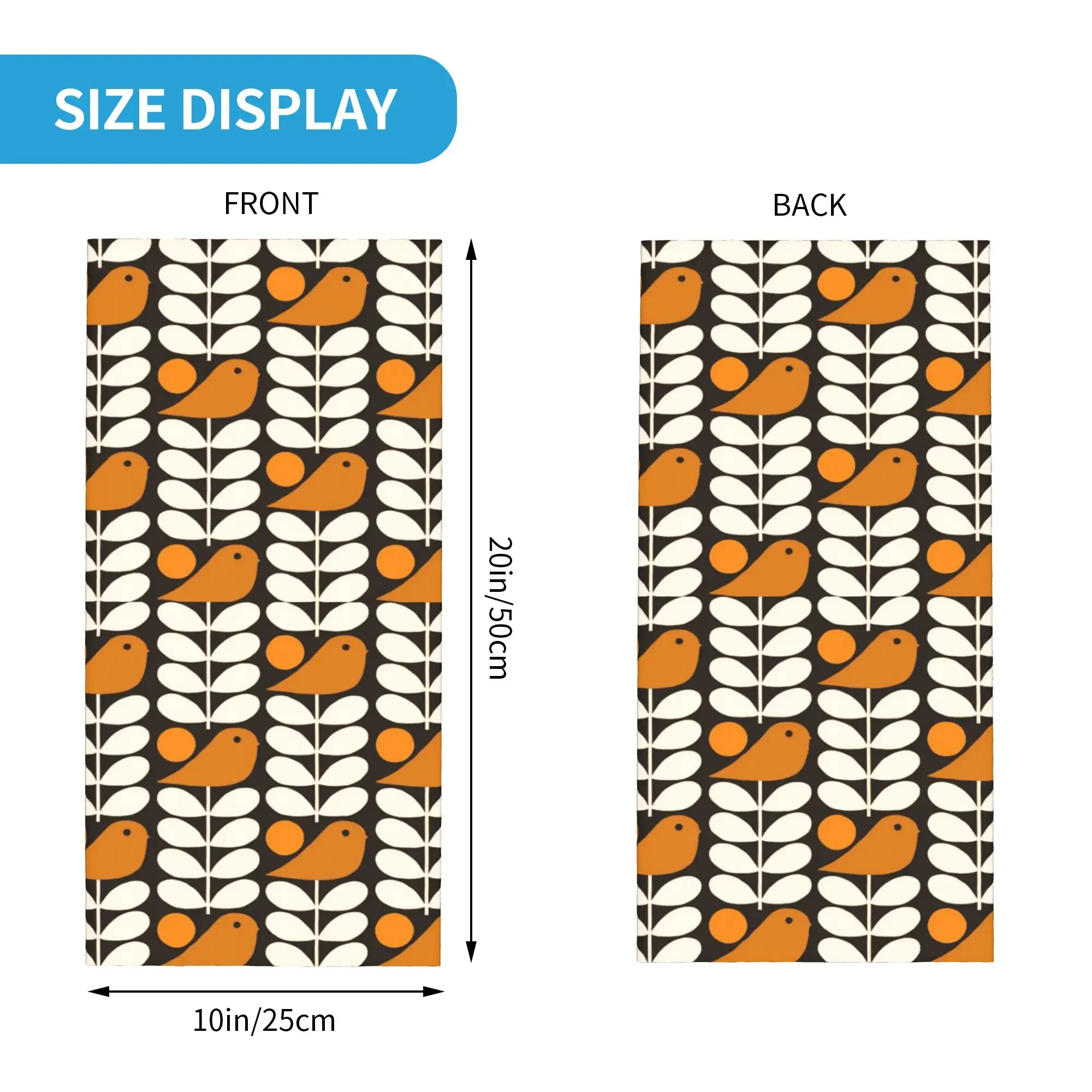 Orla Kiely Scandi Bandana Neck Gaiter Windproof Face Scarf Cover Men Black White Orange Multistem Birds Headwear Tube Balaclava