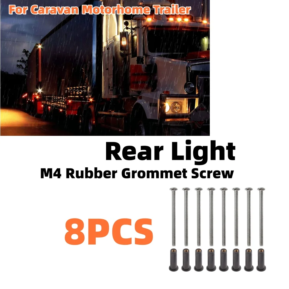 8PCS Car Rear Light M4 Rubber Grommet Screw Cluster 50mm Rg2 RV Light Nuts Bolts Accessories For Caravan Motorhome Trailer