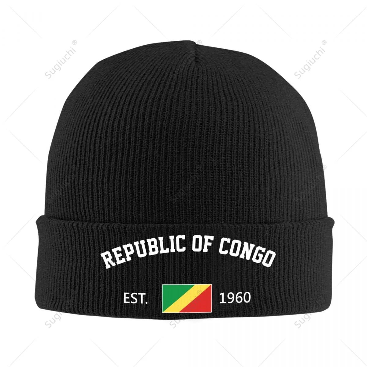 Knitted Hat Unisex Republic Of Congo EST.1960 Independence Day For Men Women Boys Winter Autumn Beanie Cap Warm Bonnet