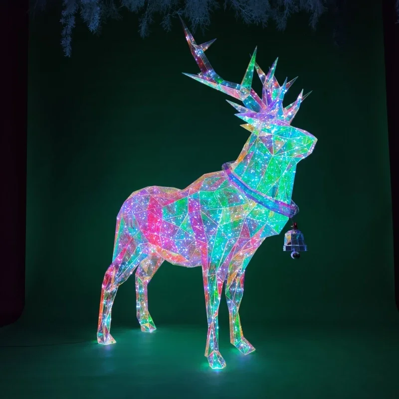 Christmas Deer Jewelry Mall Celebrity Clock Layout DP Point Illusion Luminous Deer Pull Scene Decoration in Photo Area