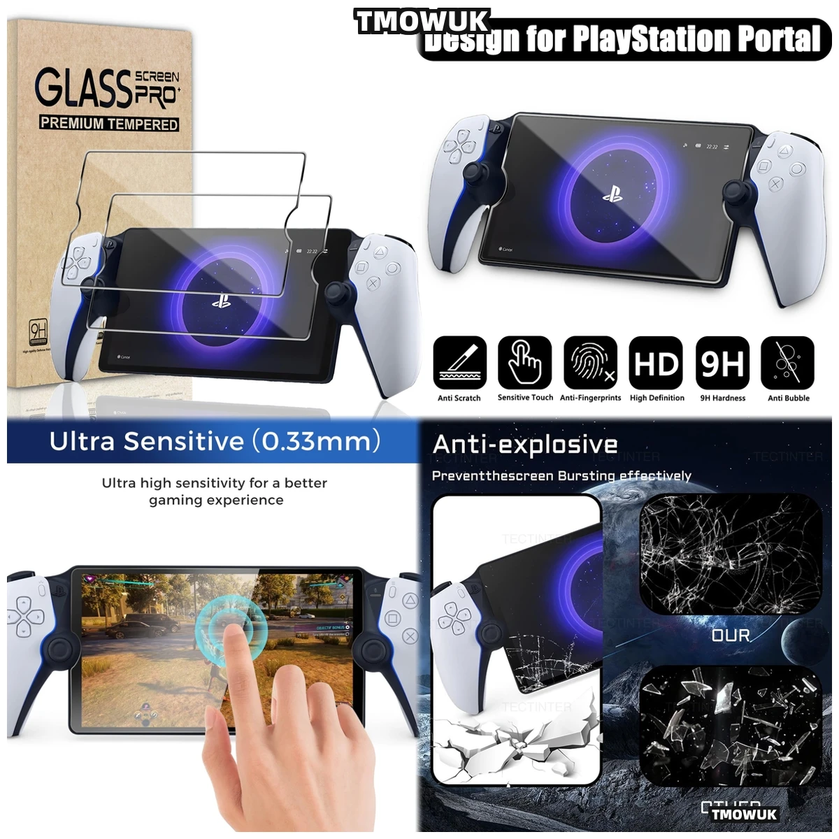 

Premium Quality Glass Screen Protector For Sony PlayStation Portable PS5 Anti-Shock Handheld Accs
