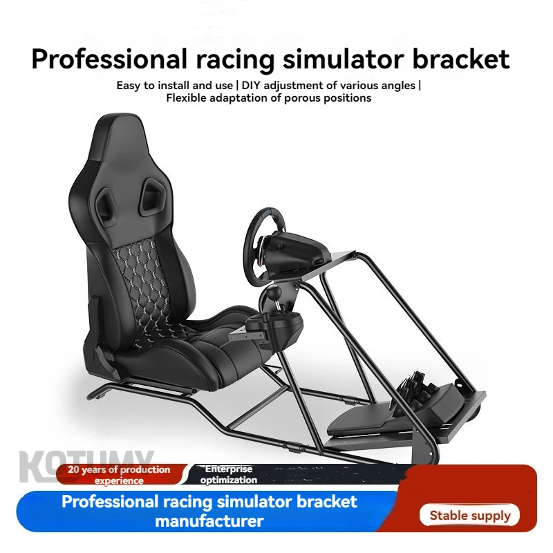 Upgraded Racing Simulator Cockpit with Seat - Steel Frame, Fits Steering Wheel & Gear Shifter, for Gaming Consoles