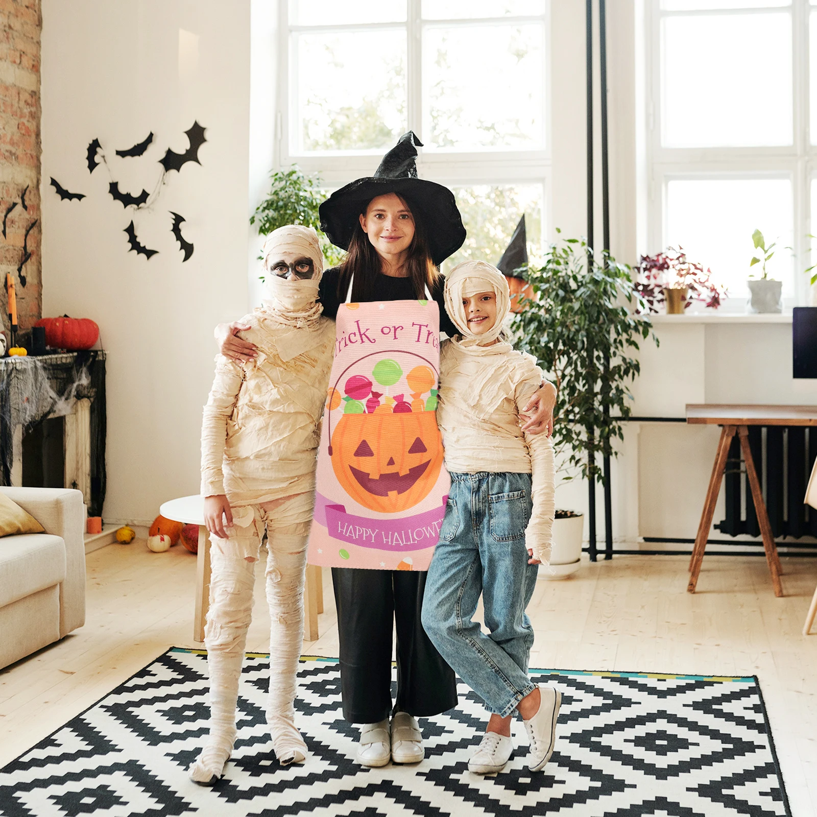 

Cotton Linen Apron Adjustable Straps Easy Clean Kitchen Halloween Baking Housework Serving Adult Flax Practical